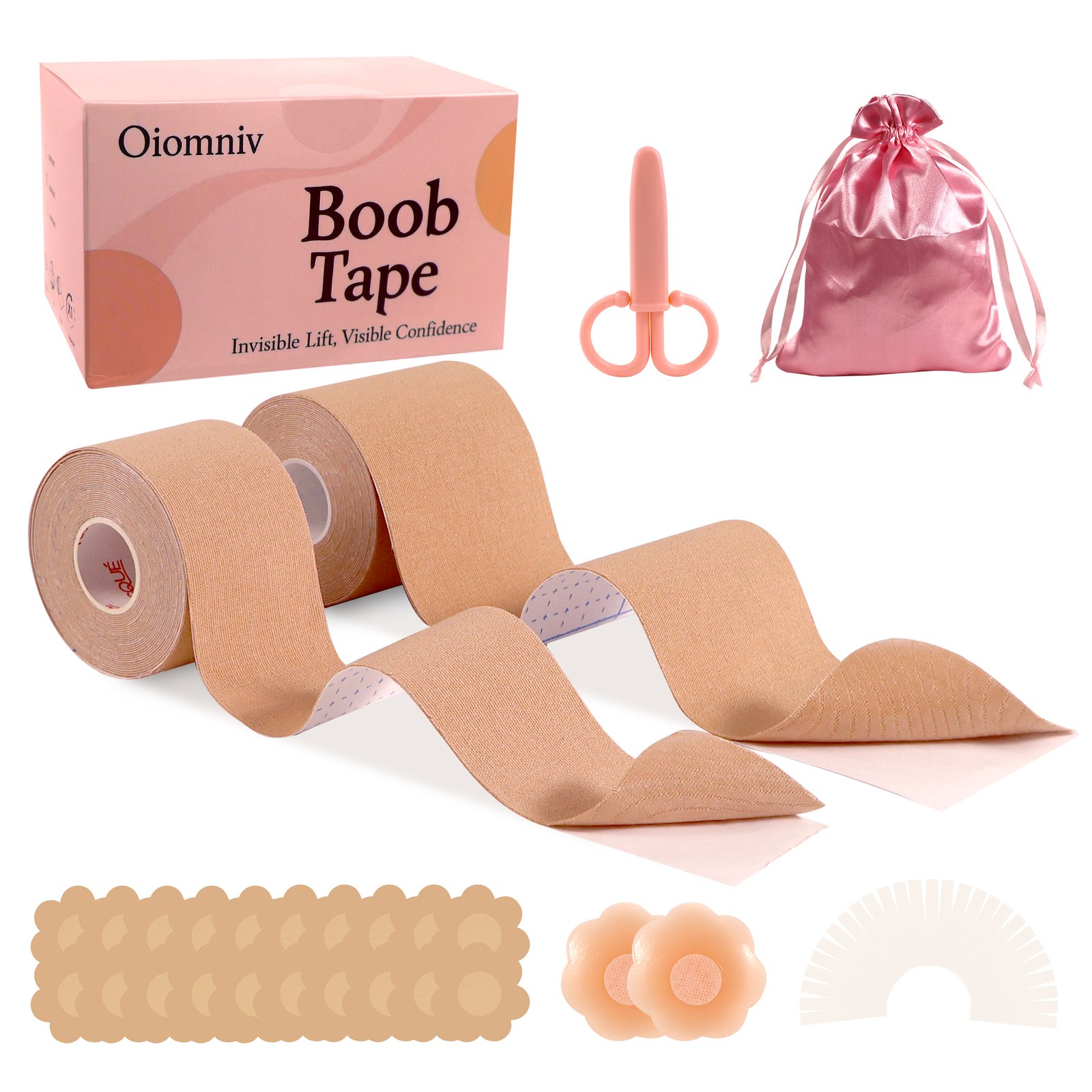 Self-Adhesive Boob tape Boob Tape Set for Large Breasts A-G Cup, 2 Rolls 5M Stretchable Self-Adhesive Boob tape for Breast Lift & Support